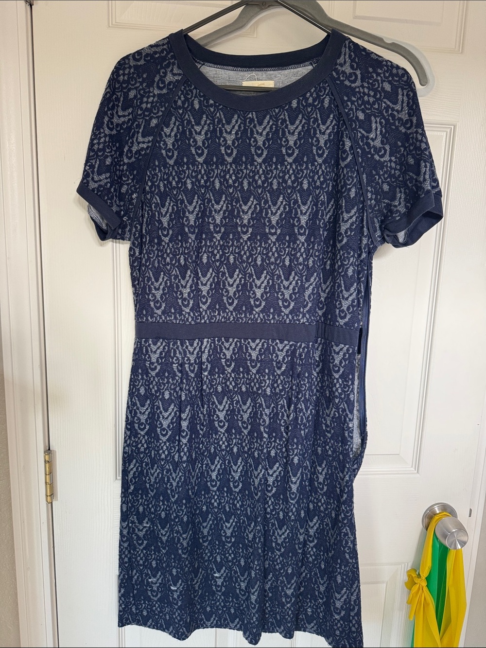 Tulle Navy Patterned Short Sleeve Dress